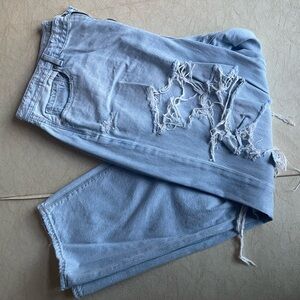 American Eagle Outfitters Light Blue Distressed Denim Mom Jeans